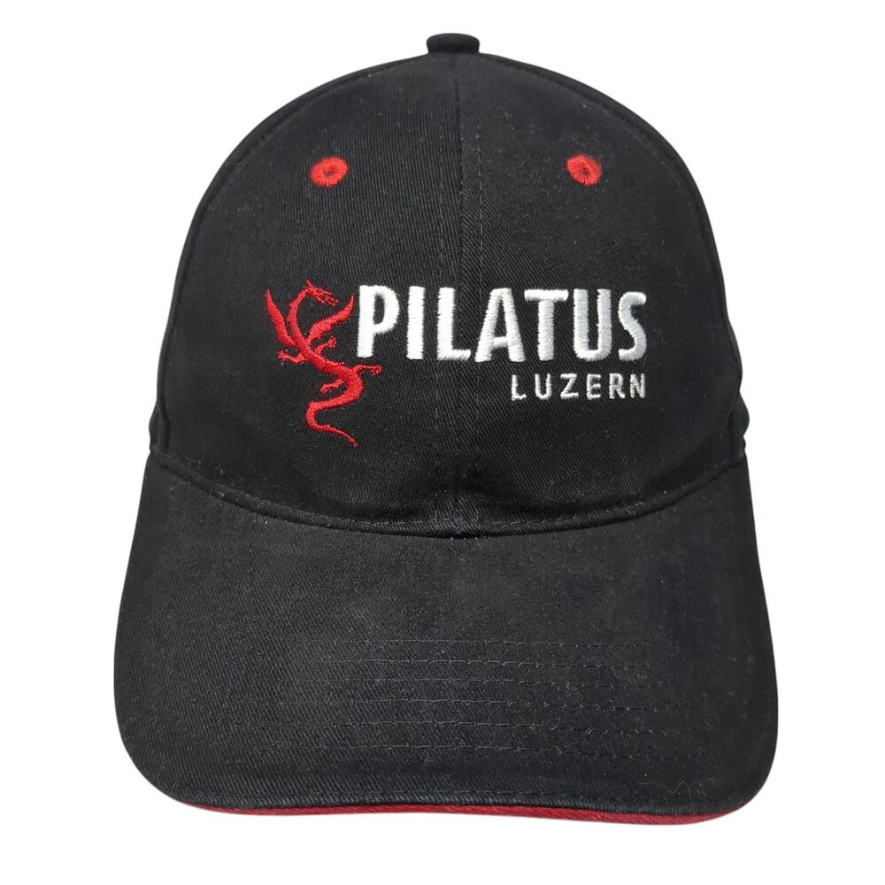 Pilatus Luzern Slideback Baseball Cap Black One Size Adjustable Embroidered